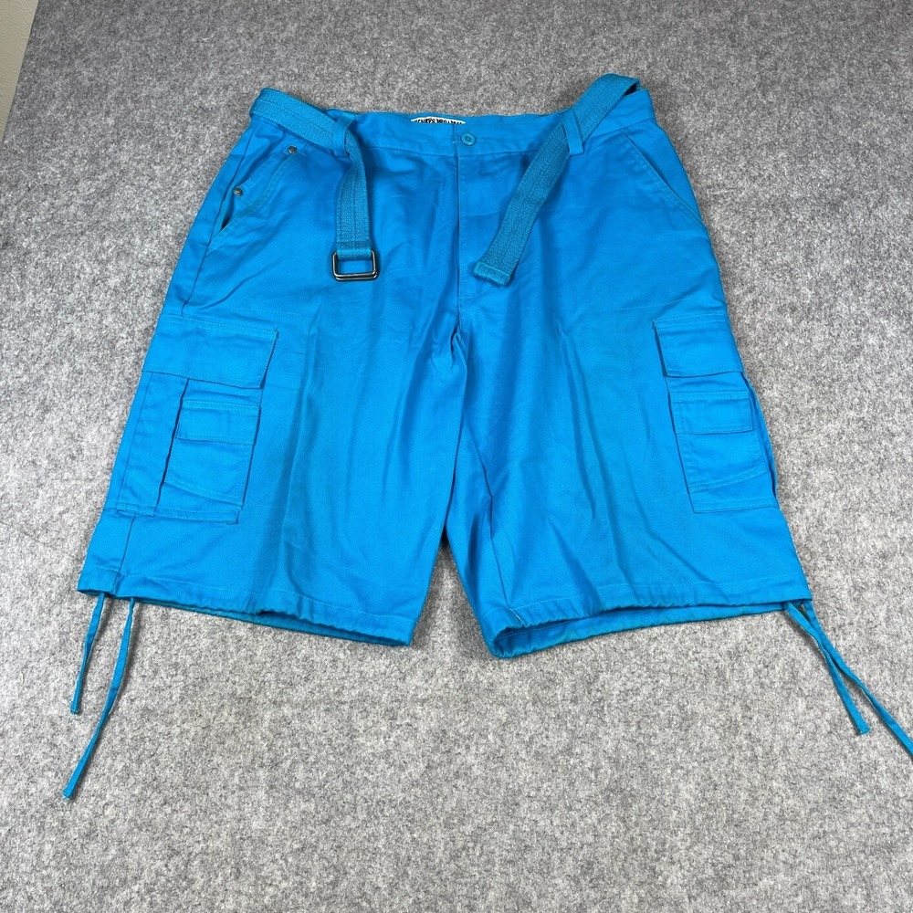 Henry And William Cargo Shorts Mens 38 Baggy Wide 12.5" Pockets Belted Relaxed